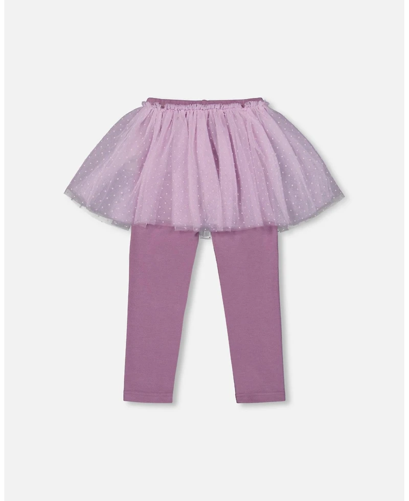 Deux par Girl Leggings with Tulle Skirt Purple Gray