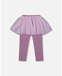 Deux par Girl Leggings with Tulle Skirt Purple Gray
