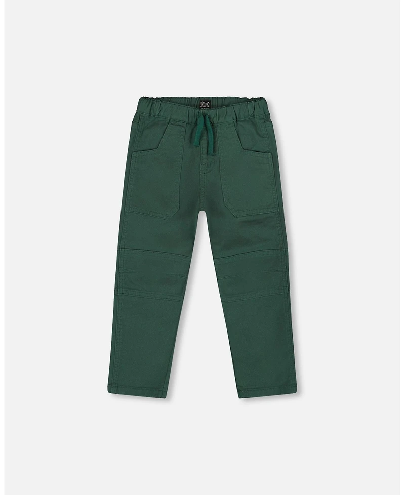 Deux par Toddler Boys Twill Jogger Pants with Patch Pockets Forest Green - Toddler|Child