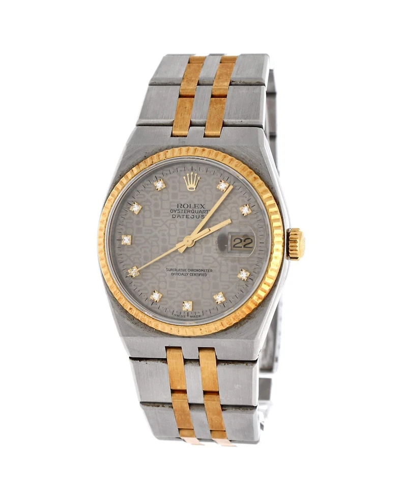 Pre-Owned Rolex Oysterquartz Datejust Watch in Stainless Steel and Gold with Diamond Markers 36mm