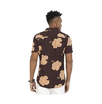 Campus Sutra Men's Brown Hibiscus Print Shirt
