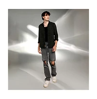 Campus Sutra Men's Seaweed Green & Charcoal Black Gingham Shirt