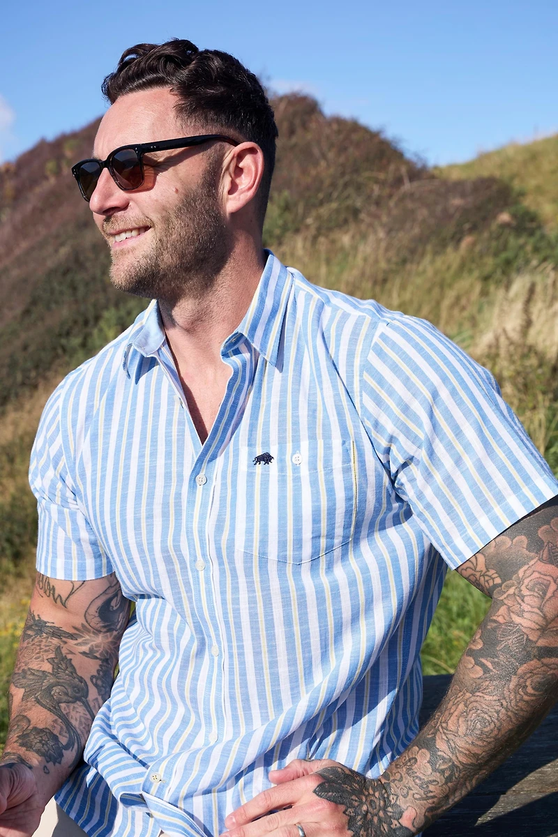 Raging Bull Big & Tall Short Sleeve Cotton Linen Look Shirt