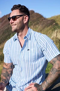 Raging Bull Big & Tall Short Sleeve Cotton Linen Look Shirt