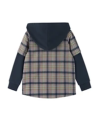 Andy & Evan Toddler/Child Boys Brown Plaid/Navy Twofer Hoodie