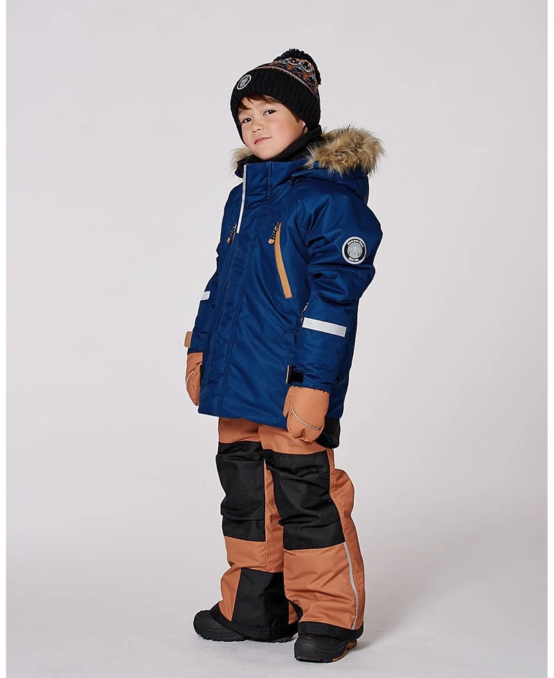 Deux par Boy Two-Piece Play Snowsuit Navy and Brown