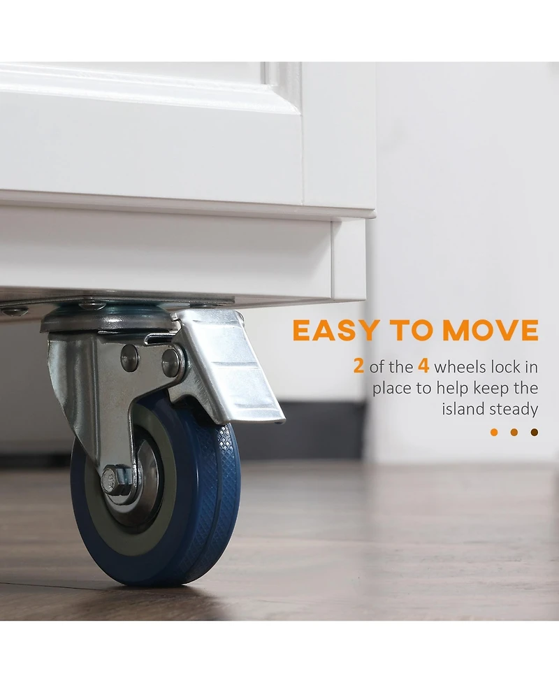 Halifax North America White Kitchen Helper: Rolling Island Cart with Drop-Leaf Top