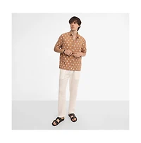 Campus Sutra Men's Tan Brown Floral-Tactile Oversized Shirt