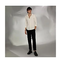 Campus Sutra Men's Pale Yellow Hive-Textured Shirt