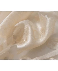 Kate Aurora Custom Scroll Sheer Voile Waterfall Window Curtain Valances - 57 in. W x 37 L