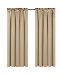Kate Aurora Lux Living Complete 9 Piece Semi Sheer Rod Pocket Window Curtain & Valance Set - 52 in. W x 84 L, Burgundy/Beige