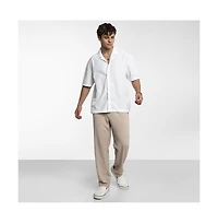 Campus Sutra Men's Chalk White Oversized Honeycomb Shirt