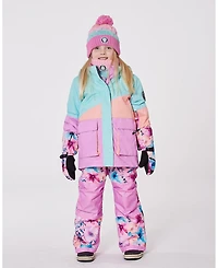 Deux par Girl Two-Piece Play Snowsuit Pink Watercolor Flower Print - Toddler|Child