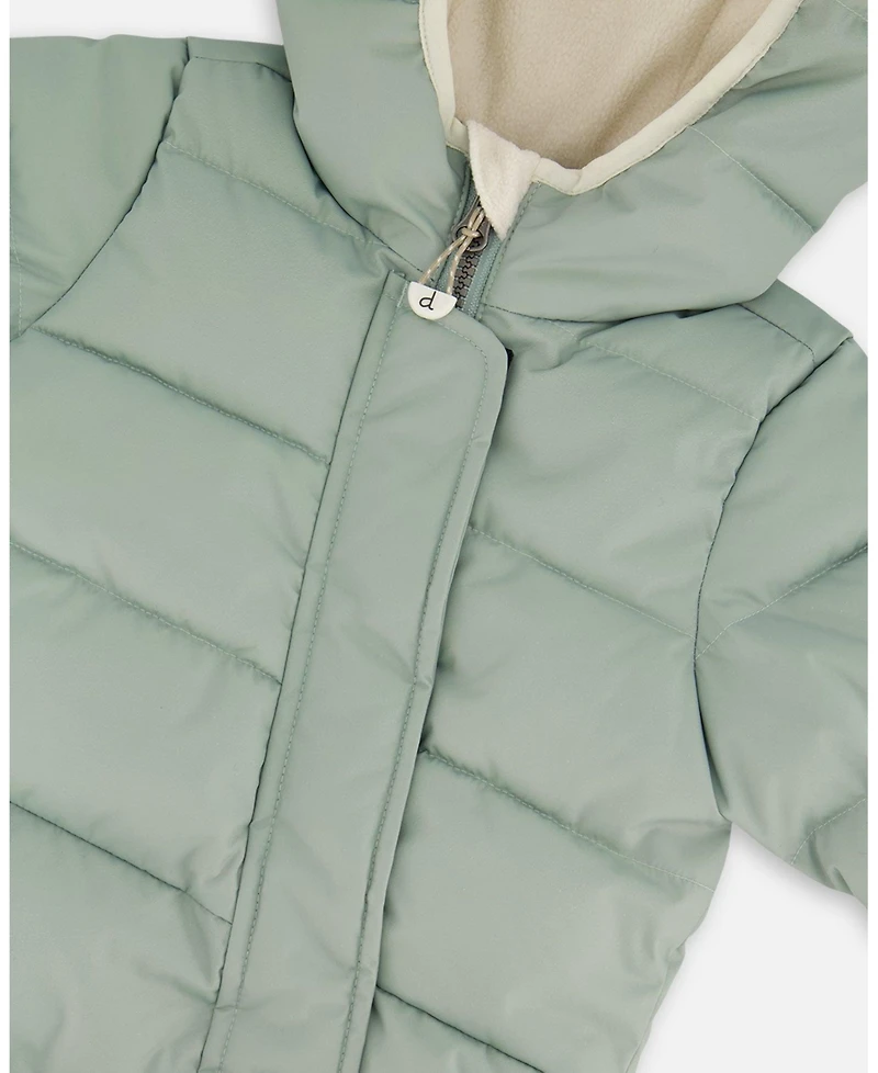Deux par Baby Boy One-Piece Cloud Compressible Snowsuit Designed for Car Seat Sage Green