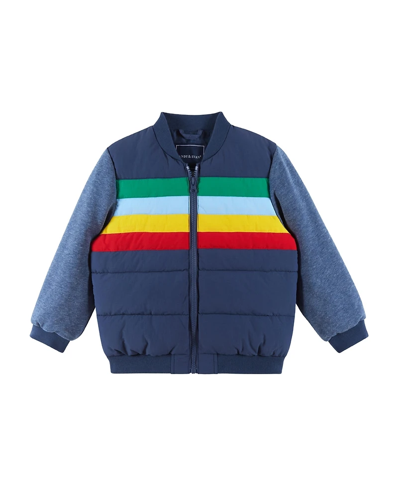Andy & Evan Toddler/Child Boys Striped French Terry Sleeve Bomber