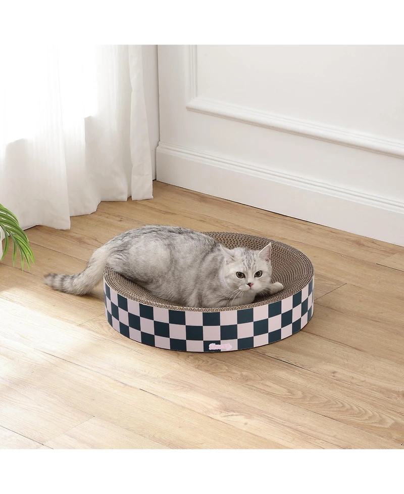 The Licker Store Nelson 20.13" Modern Cardboard Round Bowl Cat Scratcher with Catnip