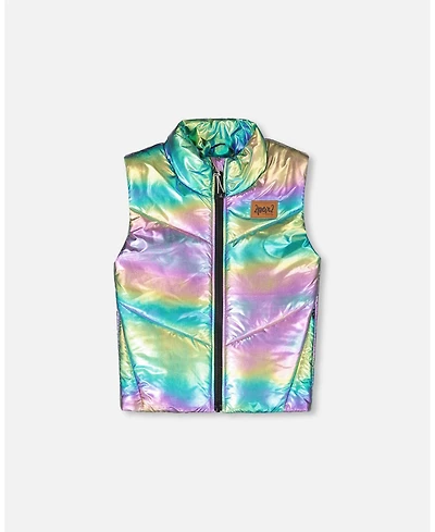 Deux par Girl Quilted Mid-Season Sleeveless Vest Metallic Multicolor - Toddler|Child
