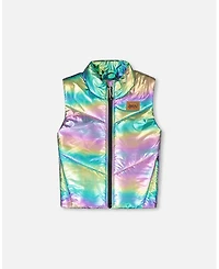Deux par Girl Quilted Mid-Season Sleeveless Vest Metallic Multicolor - Toddler|Child