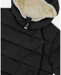 Deux par Kids Unisex Compressible Winter Puffy Coat Designed for Car Seat Black - Toddler|Child