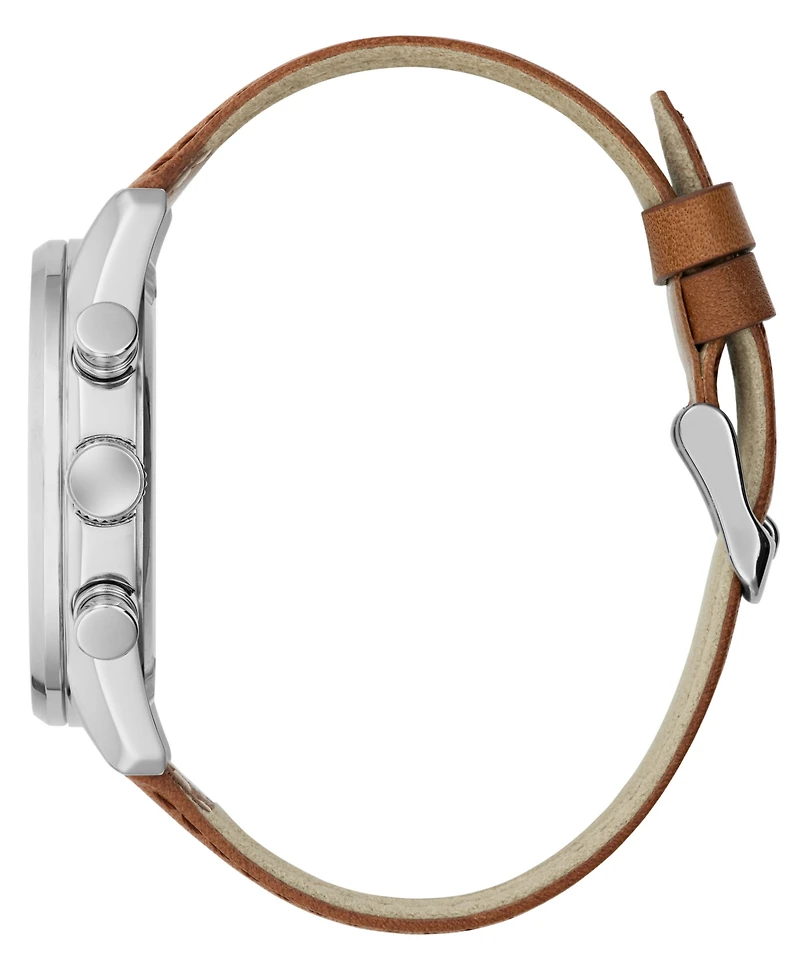 Guess Men's Brown Silver Tone Multi-function Watch, 44mm