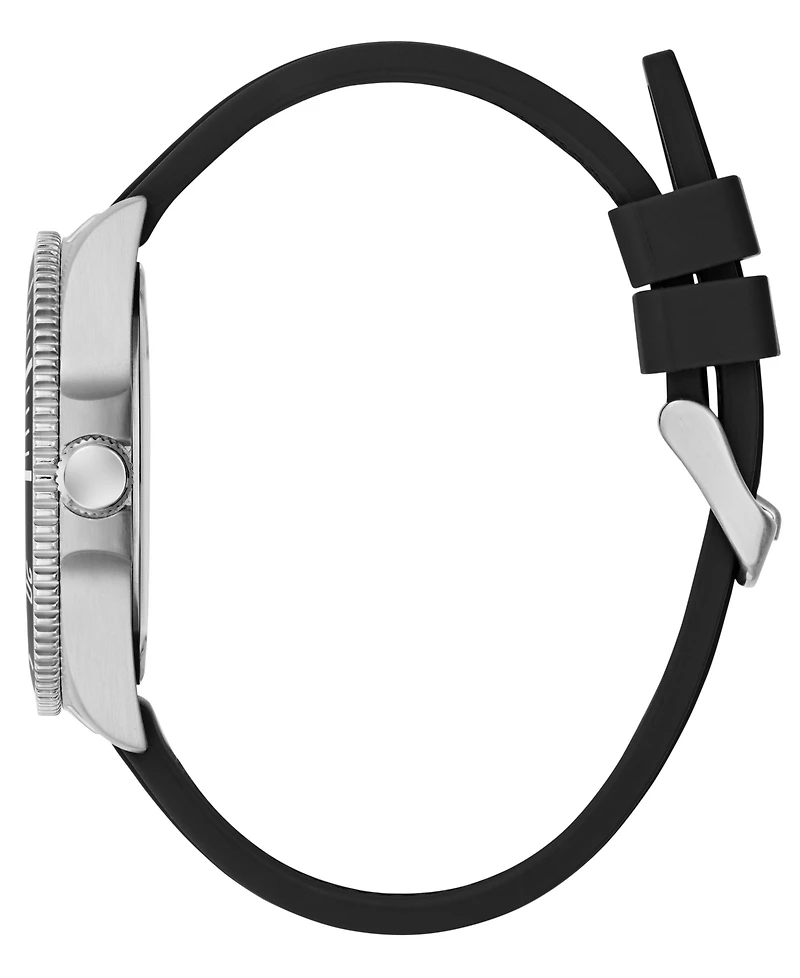 Guess Men's Black Silver Tone Analog Watch, 41mm