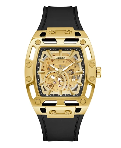 Guess Men's Black Gold Tone Automatic Watch, 42mm