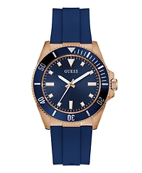 Guess Men's Blue Rose Gold Tone Analog Watch, 41mm