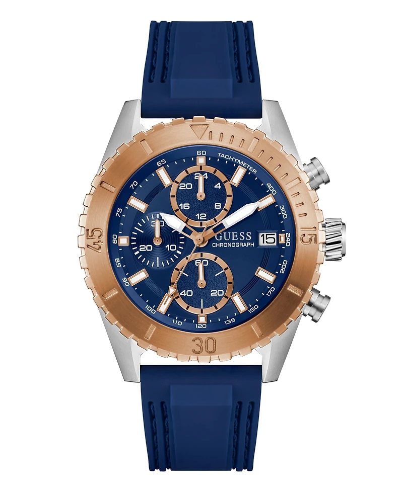 Guess Men's Blue Two-Tone Chronograph Watch, 45mm