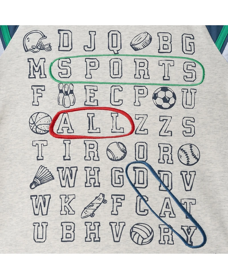 Andy & Evan Toddler Boys Toddler/Child Long Sleeve Raglan Color Blocked Alphabet Tee