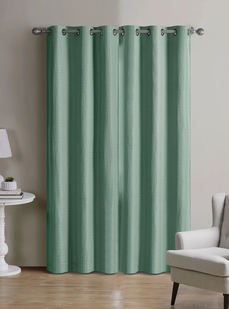 Kate Aurora Modern Living 2 Pack Textured Woven Light Filtering Grommet Top Window Curtain Panels