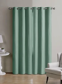 Kate Aurora Modern Living 2 Pack Textured Woven Light Filtering Grommet Top Window Curtain Panels