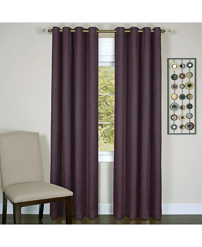 Kate Aurora Vesper Room Darkening Grommet Top Crinkled Satin Lined Single Window Curtain Panel - 63 in. Long Aubergine