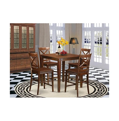 East West Furniture 5 Pc counter height Dining room set-pub Table and 4 dinette Chairs.
