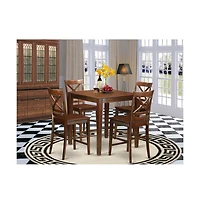 East West Furniture 5 Pc counter height Dining room set-pub Table and 4 dinette Chairs.