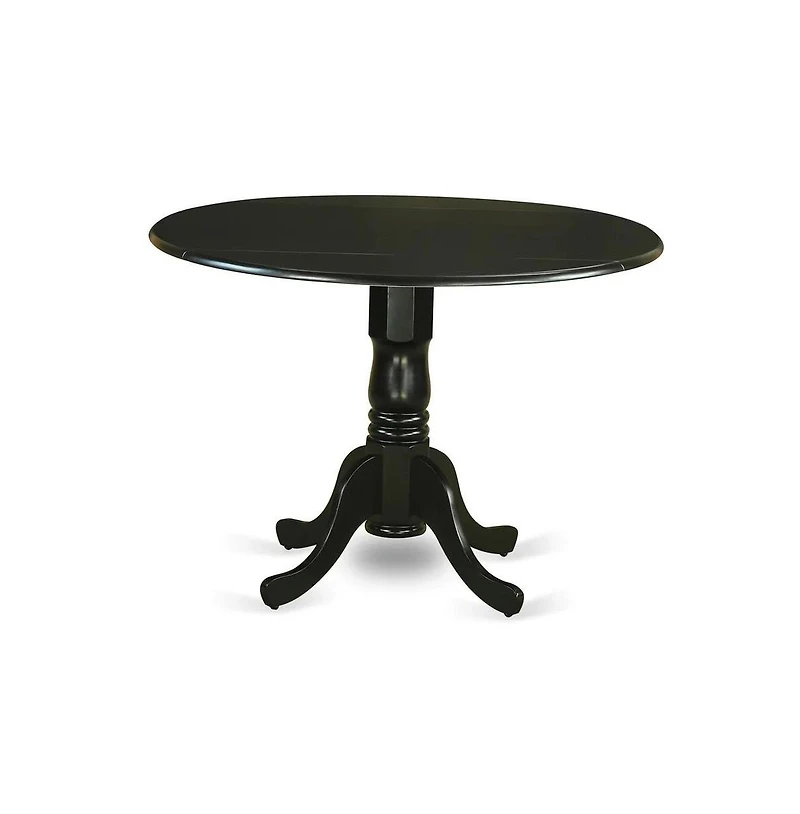 East West Furniture 5-Pc Dining Room Set - 4 dining room chairs and 1 Drops Leaf Kitchen Table - Black Finish