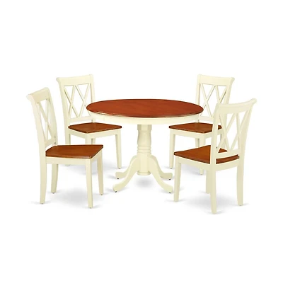 East West Furniture Dining Room Set Buttermilk & Cherry