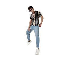 Campus Sutra Men's Striped Button Up Cotton Shirt