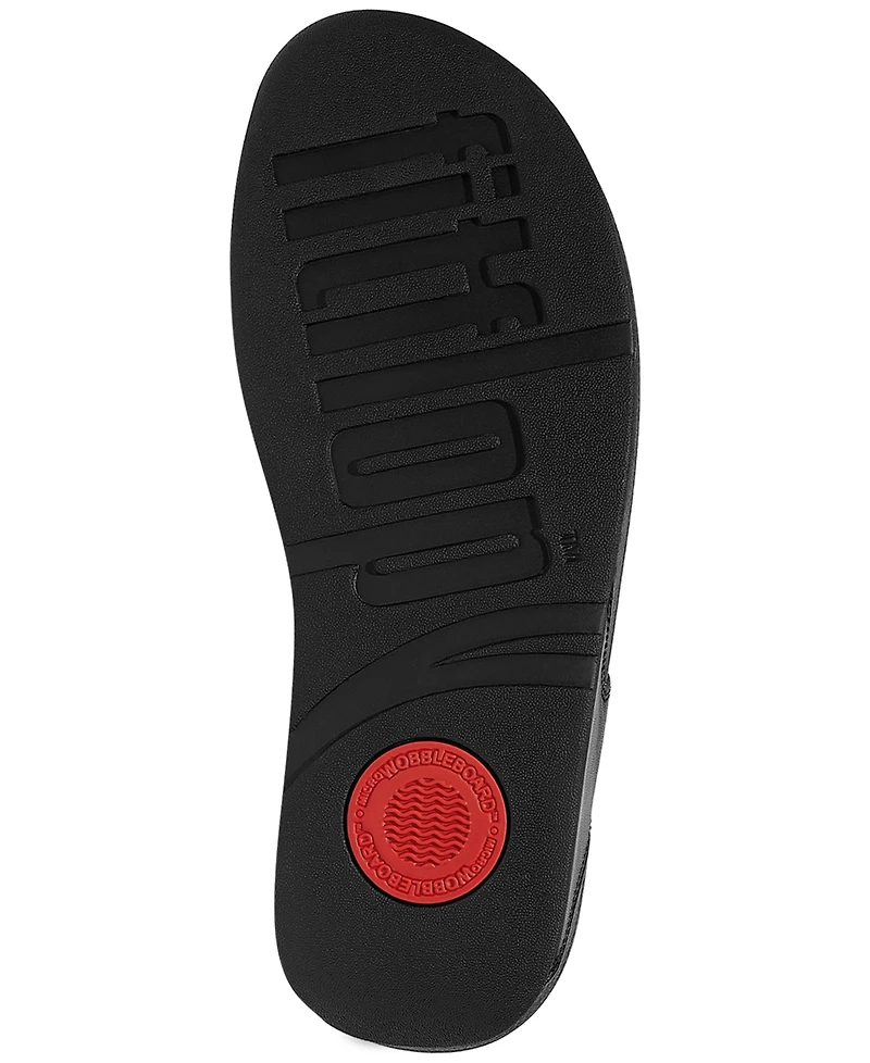 FitFlop Women's Lulu Square-Chain Leather Toe-Post Wedge Sandals