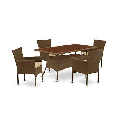 East West Furniture Wicker Patio Set Brow