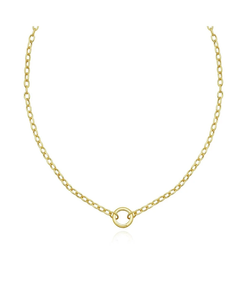 The Lovery Round Charm Holder Necklace 14K Gold