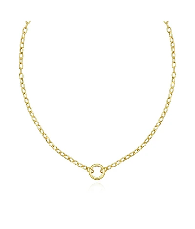 The Lovery Round Charm Holder Necklace 14K Gold