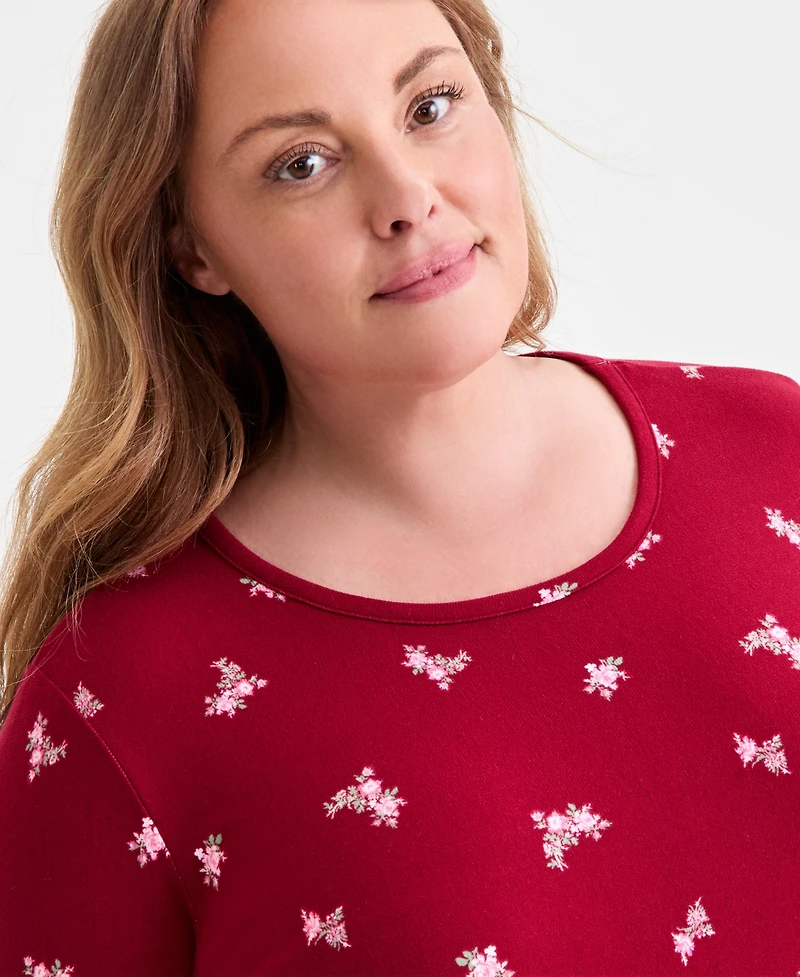 Charter Club Plus Soft Knit Printed Sleepshirt, Created for Macy's