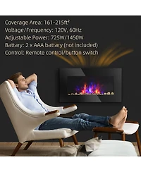 Homcom 28.5" 1450W Electric Fireplace with 7-Color Flame Effect,