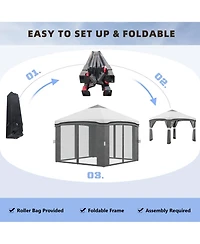 Outsunny 10' x 10' Pop Up Canopy Foldable Party Tent with Nettings,