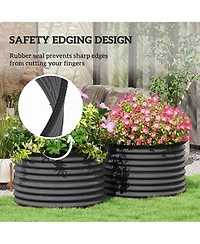 Outsunny Raised Garden Beds, Set of 2 Galvanized Planter Boxes