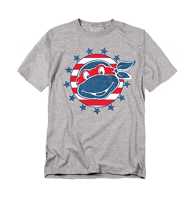 Logovision Men's Teenage Mutant Ninja Turtles 4th Of July Headshot T-Shirt