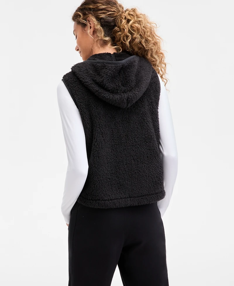 Id Ideology Women's Relaxed Hooded Sherpa Vest, Macy's Exclusive