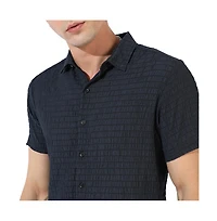 Campus Sutra Men's Black Textured Regular Fit Casual Shirt