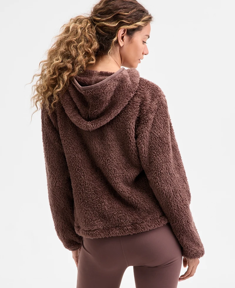 Id Ideology Women's Relaxed Hooded Sherpa Long-Sleeve Jacket, Macy's Exclusive