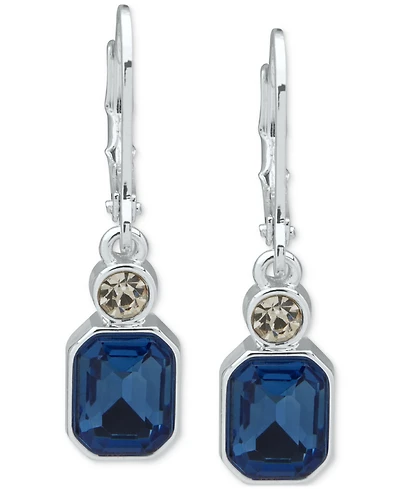 Anne Klein Silver-Tone Blue Crystal Drop Earrings